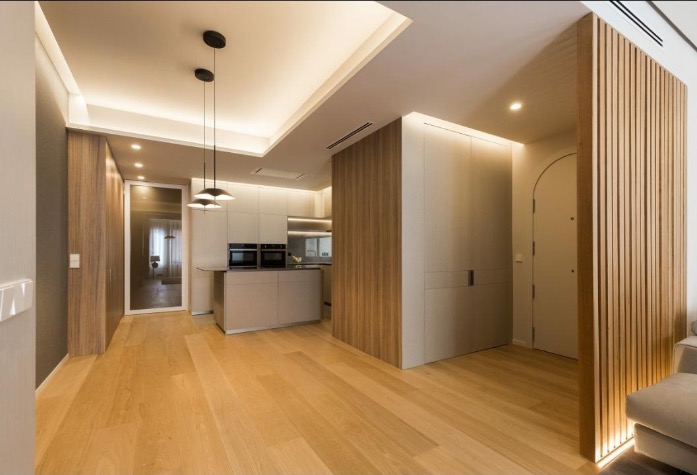cocinas modernas con suelo de madera